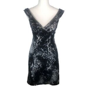 Guess Mini Dress Womens Size S Black Stretch Sheath Sleeveless Animal Print